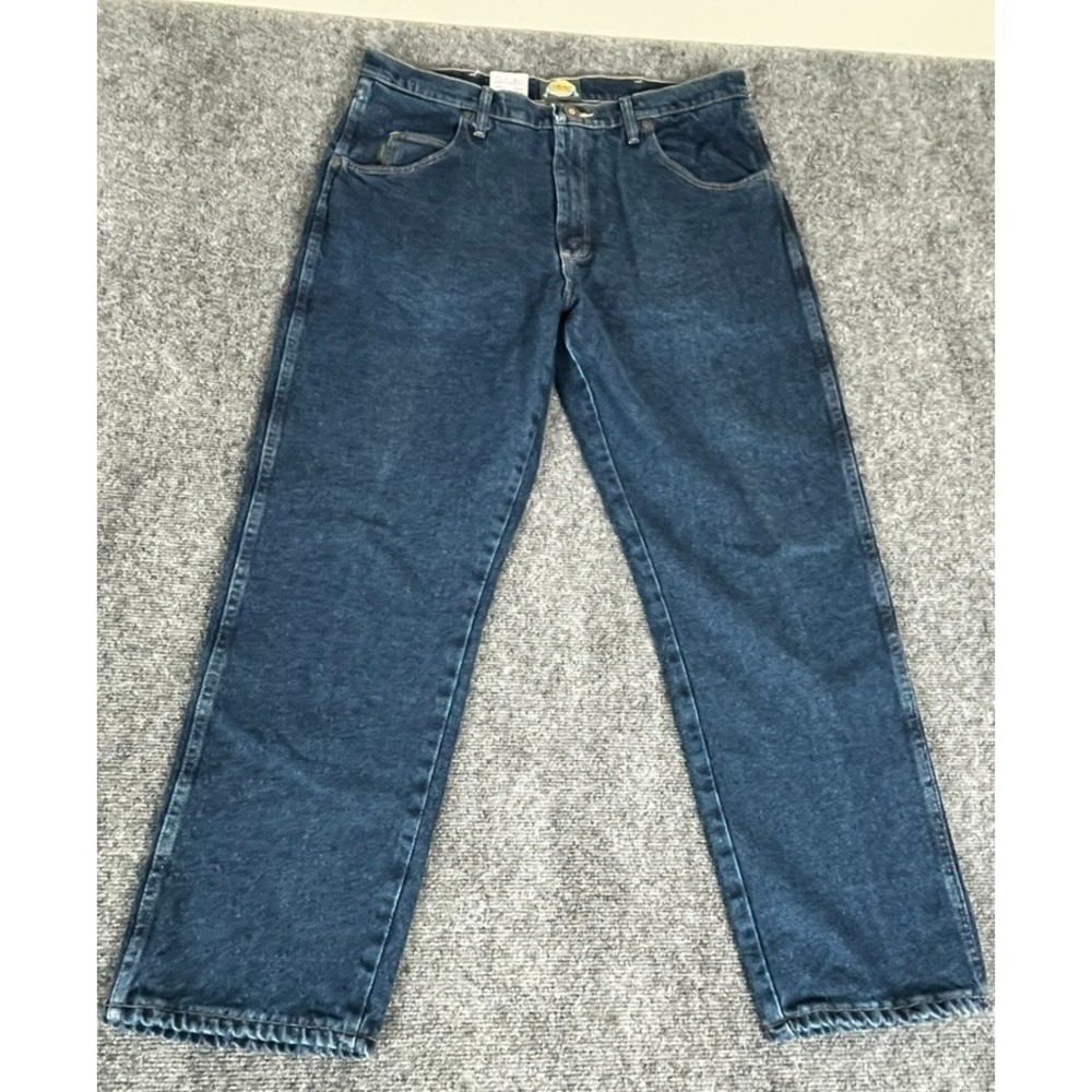 Cabela's Men's Flannel-lined‎ Blue Denim Straight Leg  100% Cotton Size 36X30